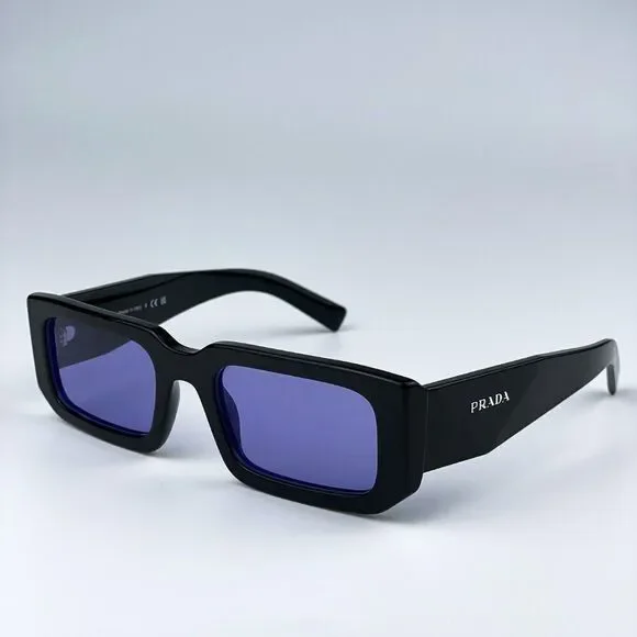 NEW Prada PR06YS 02Z01O Black Blue Rectangle Unisex Sunglasses - Picture 8 of 11